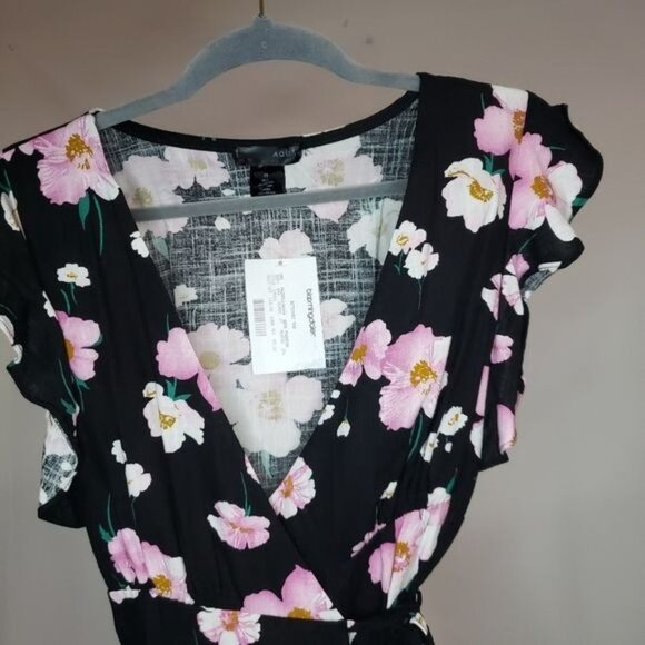 NWT Aqua Floral Print Wrap‎ Dress - Picture 3 of 8